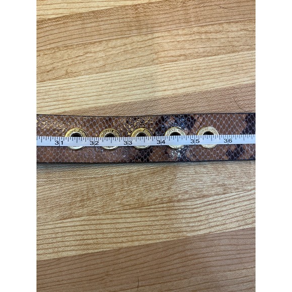 Michael Kors Brown Snake Print Leather Belt Gold Hardware Womens Medium - Picture 6 of 6